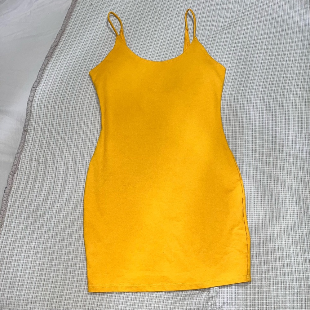 French Kiss Golden Yellow Bodycon Mini Dress